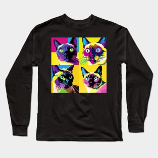 Siamese Cat Pop Art - Cat Lover Gift Long Sleeve T-Shirt